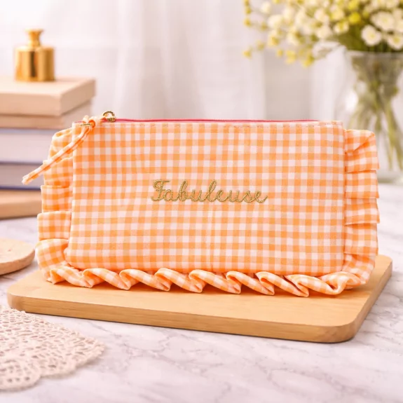 Pochette vichy à message “Fabuleuse” avec volants