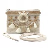 Sac bohème brodée avec perles et pompons
