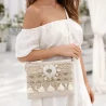 Sac bohème brodée avec perles et pompons