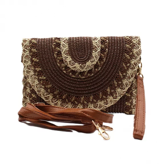 Pochette bandoulière bohème avec lurex doré – Papier tressé