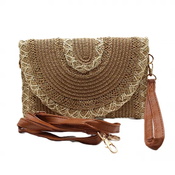 Pochette bandoulière bohème avec lurex doré – Papier tressé