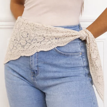 Foulard crochet dentelle bohème – 100% coton
