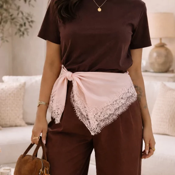 Foulard satiné à dentelle –...