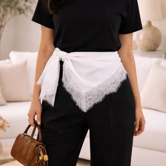 Foulard satiné à dentelle – 100% viscose