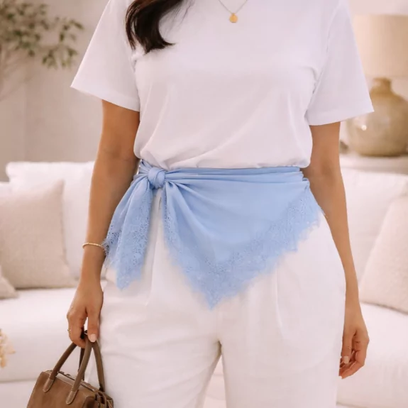Foulard satiné à dentelle – 100% viscose
