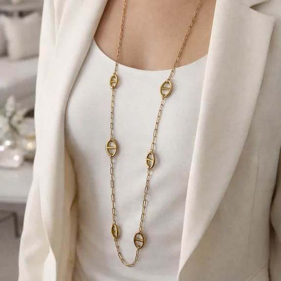 Collier sautoir doré luxe...