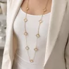 Collier sautoir doré motifs trèfle doré