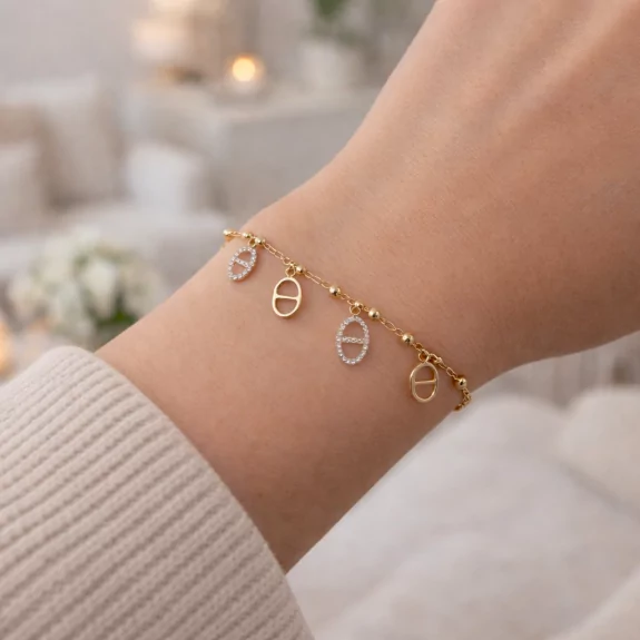 Bracelet doré pampilles...