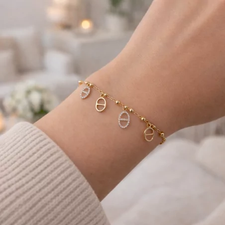 Bracelet doré pampilles luxe en acier