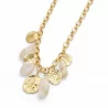 Collier doré à médailles martelées et pierres naturelles