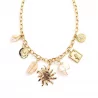 Collier doré à charms soleil et pierres naturelles