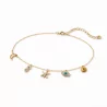 Bracelet charms en acier avec œil bleu lune soleil et infini