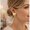 Boucles d’oreilles cœur texturé acier doré