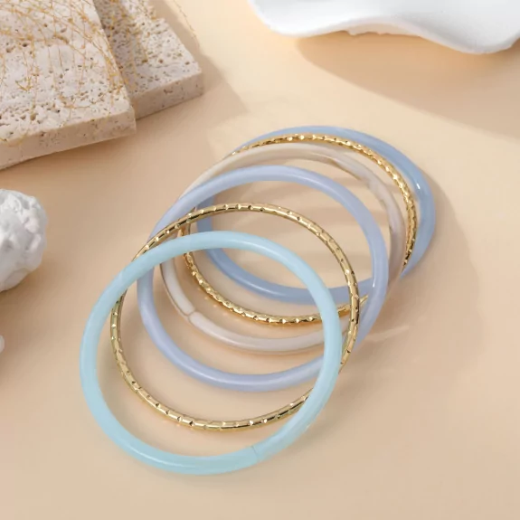 Lot de bracelets joncs en résine et acier inoxydable