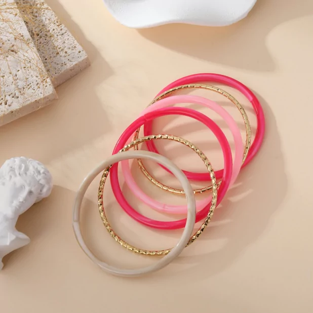 Lot de bracelets joncs en résine et acier inoxydable