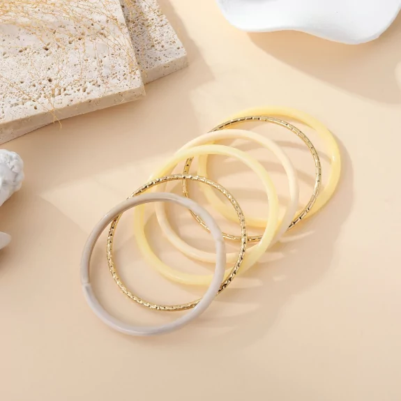 Lot de bracelets joncs en résine et acier inoxydable