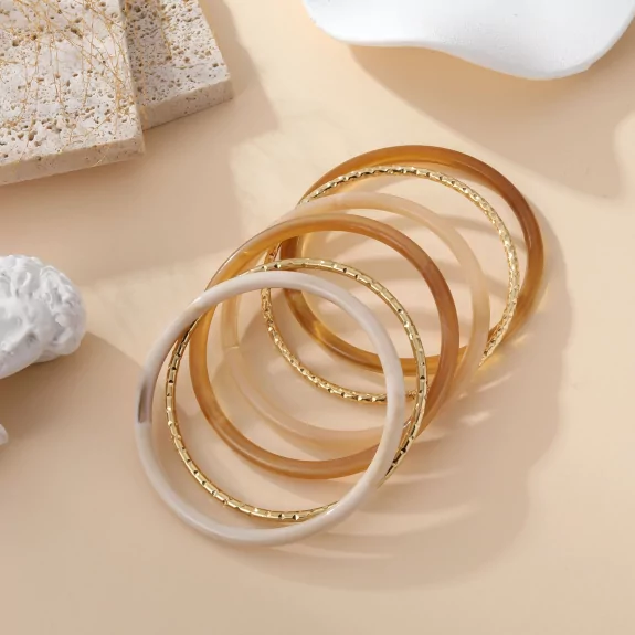 Lot de bracelets joncs en résine et acier inoxydable