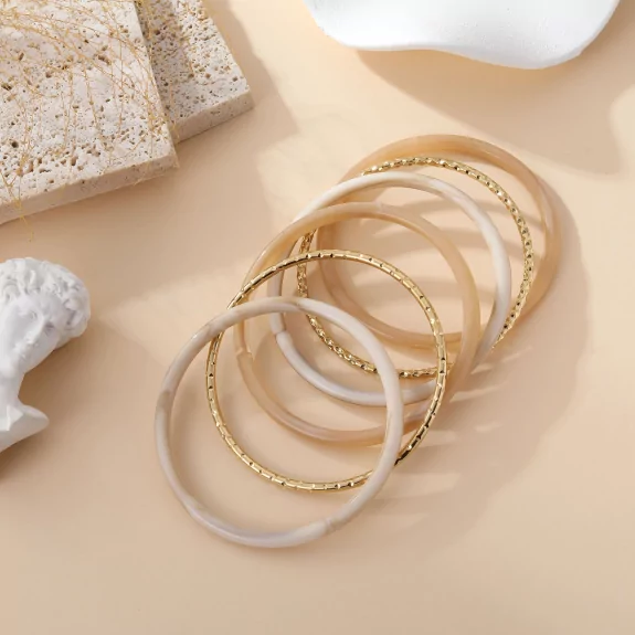 Lot de bracelets joncs en résine et acier inoxydable