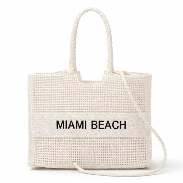 Sac cabas tressé “MIAMI BEACH” – Fibre de papier