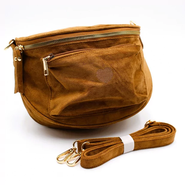Pochette banane effet suédine – Bandoulière réglable