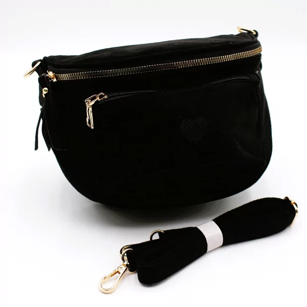 Pochette banane effet suédine – Bandoulière réglable