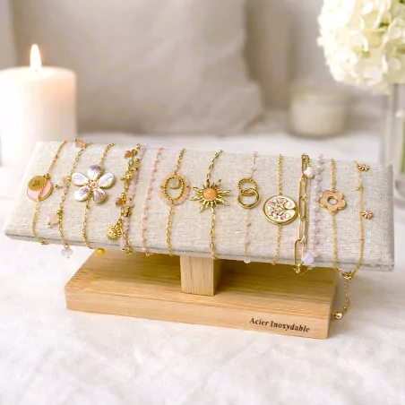 Pack de 12 bracelets acier - rose