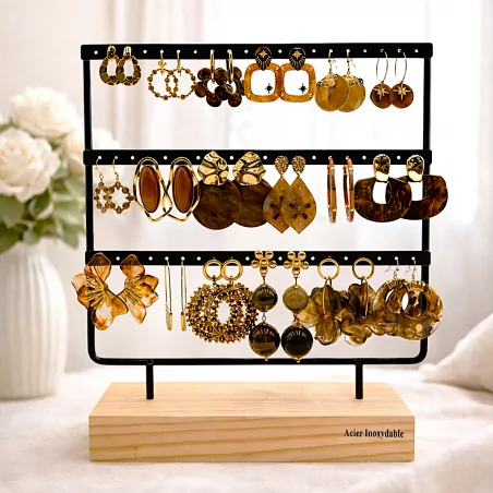 Pack de 18 boucles d'oreilles acier - MARRON