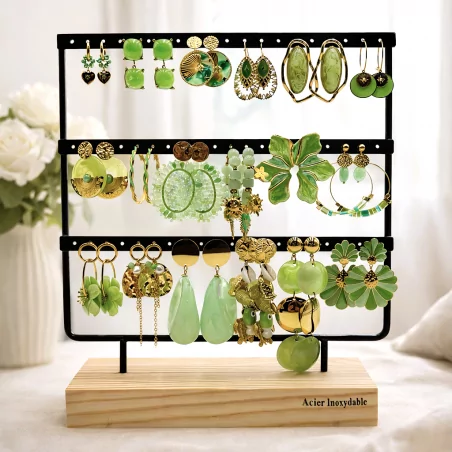 Pack de 18 boucles d'oreilles acier - VERT