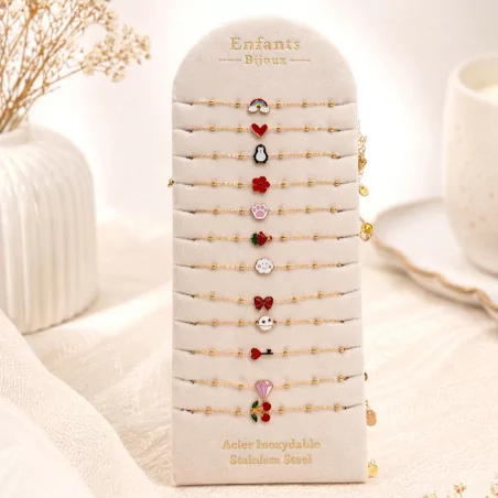 Pack 12 bracelets acier pour enfants - multicolore