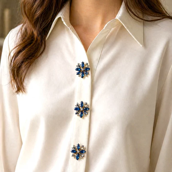 Broches boutons strass...