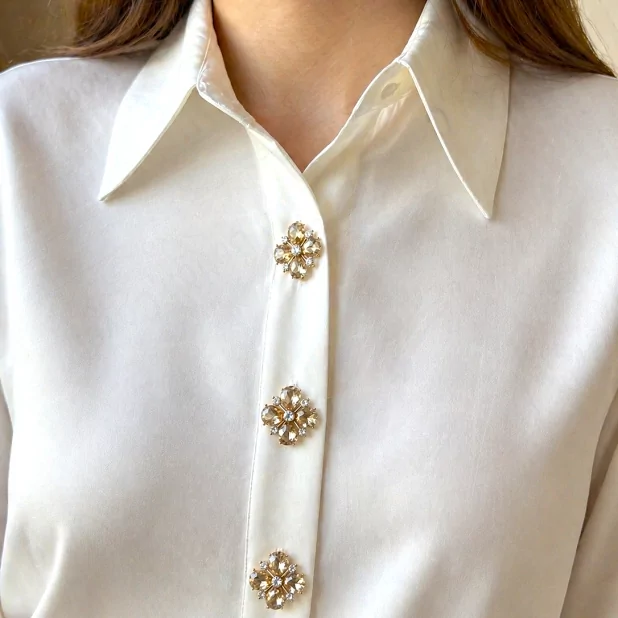 Broches boutons fleur strass – Bijoux pour chemise