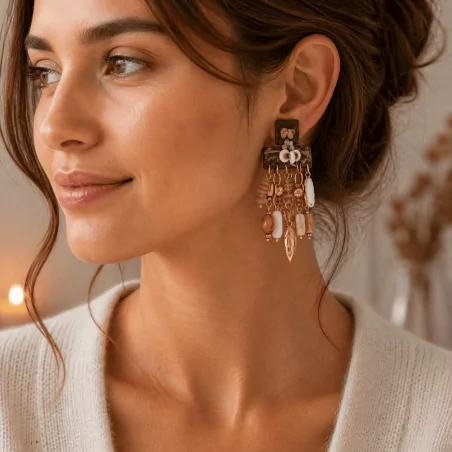 Boucles d’oreilles bohèmes pendantes multi-breloques