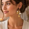 Boucles d’oreilles bohèmes coquillages pampilles dorées