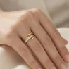 Bague acier double rang avec strass