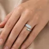 Bague acier ouverte design avec strass