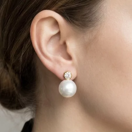 Boucles d’oreilles perle pendante avec strass
