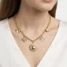 Collier doré breloques soleil et papillon