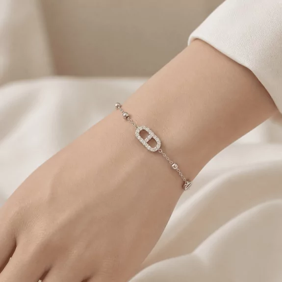 Bracelet chaîne maillon pavé en acier inoxydable
