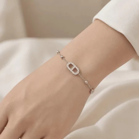 Bracelet chaîne maillon pavé en acier inoxydable