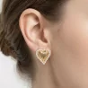 Boucles d’Oreilles acier Cœur avec Perles