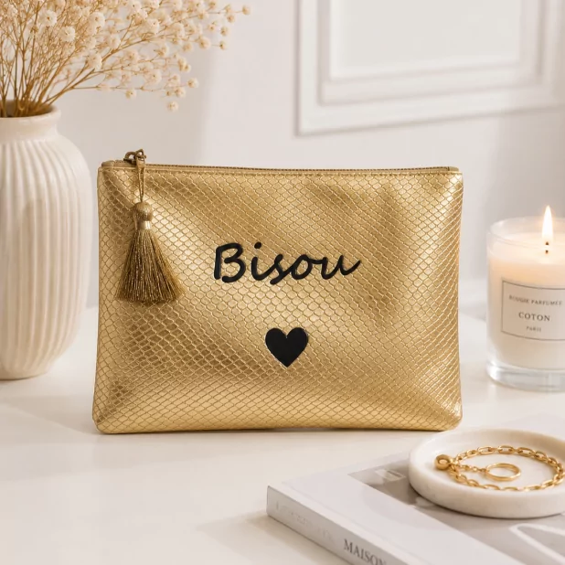 Pochette à message “Bisou” avec pompon