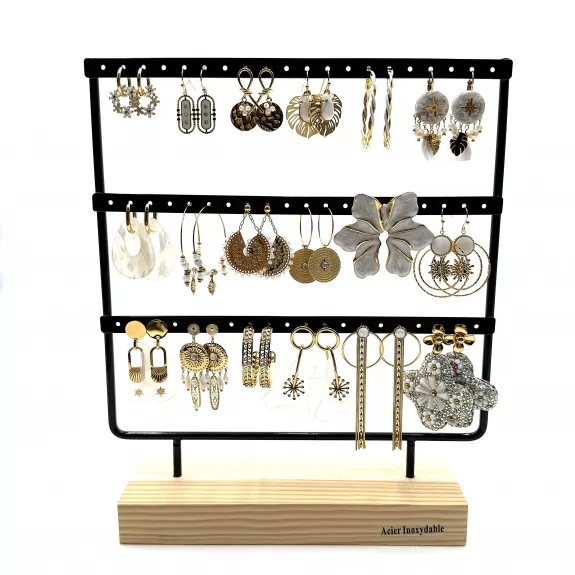 Pack de 18 boucles d'oreilles acier - blanc