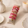 Pack de 12 bracelets cristal de verre et acier - fuchsia