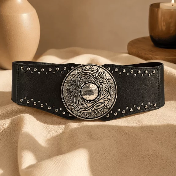 Ceinture large élastique à boucle métal – Style bohème chic