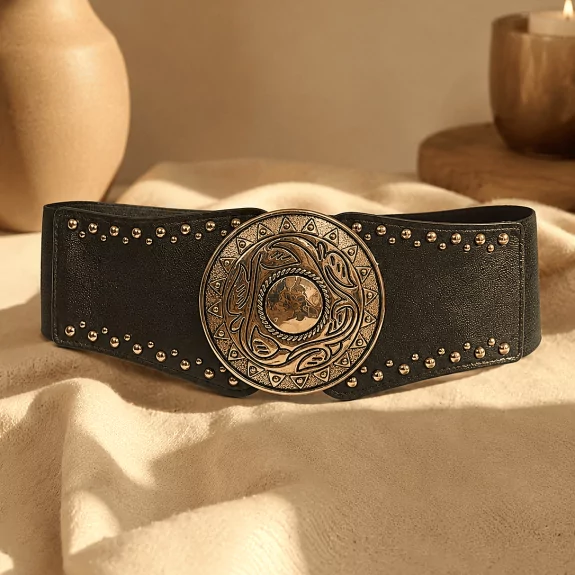 Ceinture large élastique à boucle métal – Style bohème chic