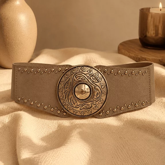 Ceinture large élastique à boucle métal – Style bohème chic