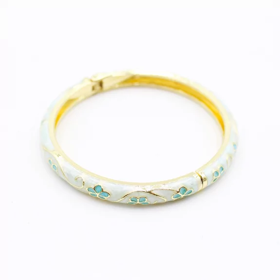 jonc en émail coloré avec fermeture aimantée – Motif floral doré