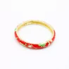 Bracelet jonc en émail coloré motif floral – Fermeture aimantée