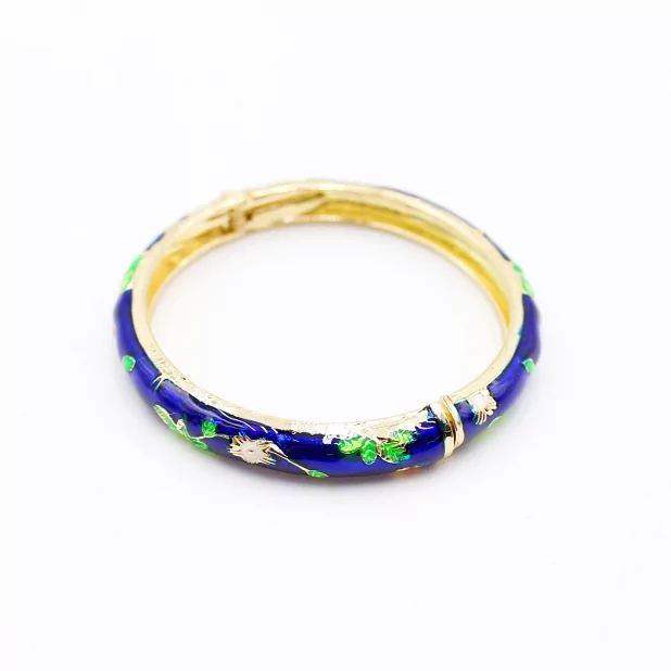 Bracelet jonc en émail coloré motif floral – Fermeture aimantée