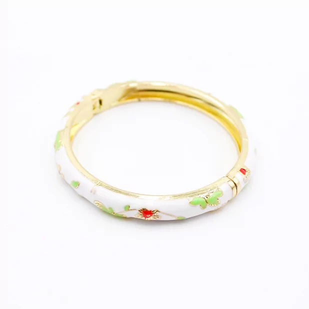 Bracelet jonc en émail coloré motif floral – Fermeture aimantée Bracelet jonc en émail coloré motif floral – Fermeture aimantée